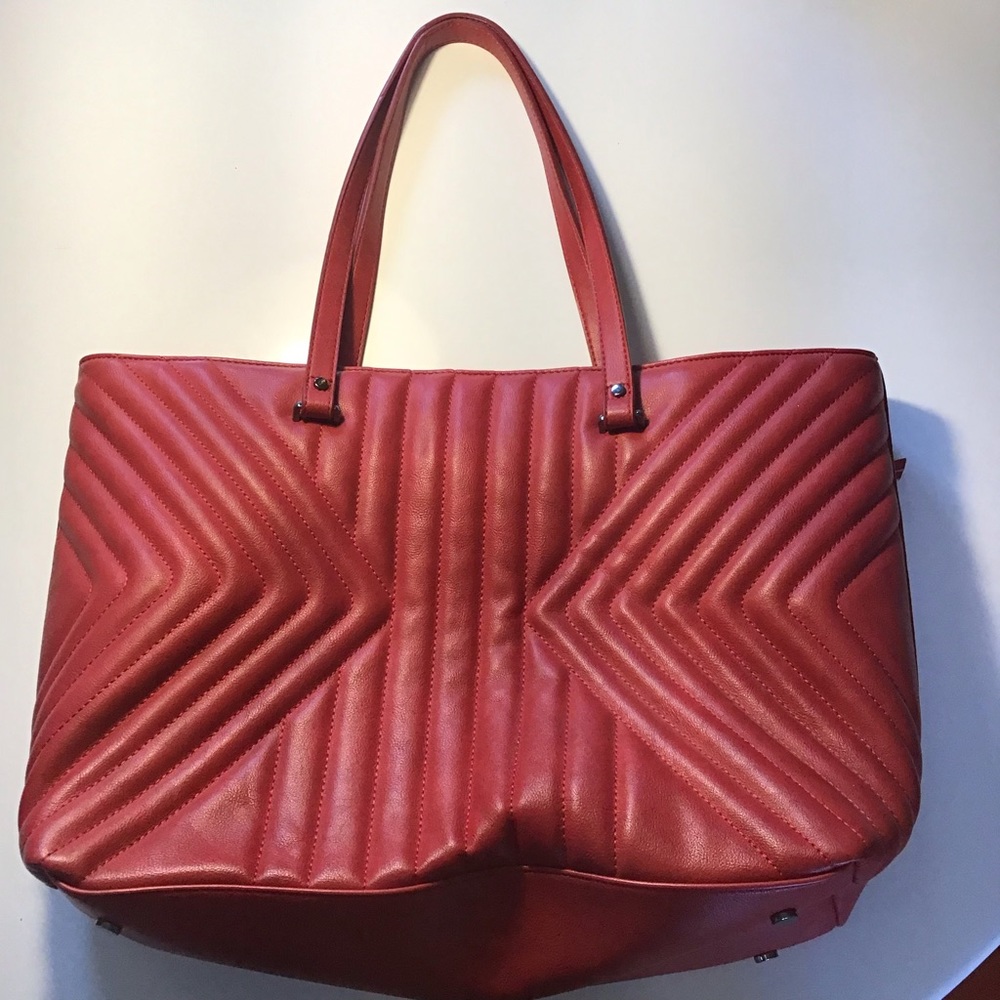 Extra Large International Concepts Red Bag Purse Tote INC Pockets Zippers